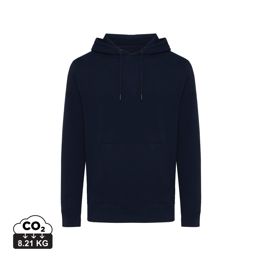 Sweat à capuche unisexe promotionnel coton bio Rila Iqoniq Bleu marine